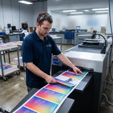 Digital printer producing colorful marketing sheets