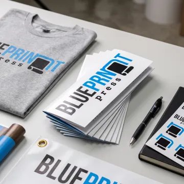 Printed brochures, signs, and branded merchandise