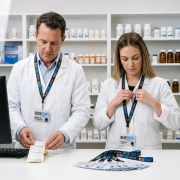 Custom pharmacy staff name tags and badges