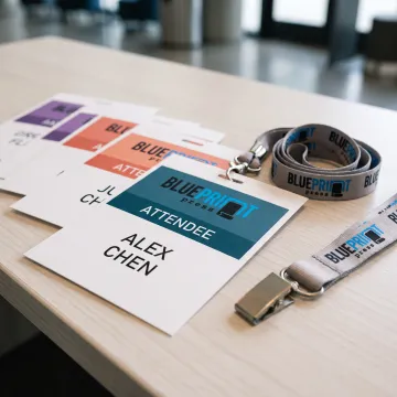Custom paper event badges with lanyards