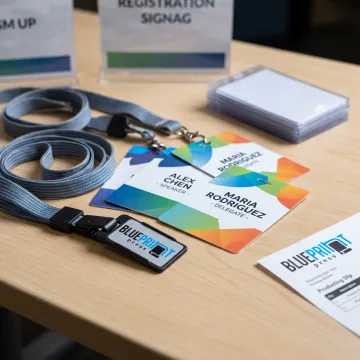 Custom event badges with branded lanyards