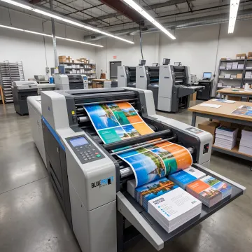 Commercial printer producing full-color marketing materials