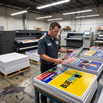 Printer preparing campaign yard signs