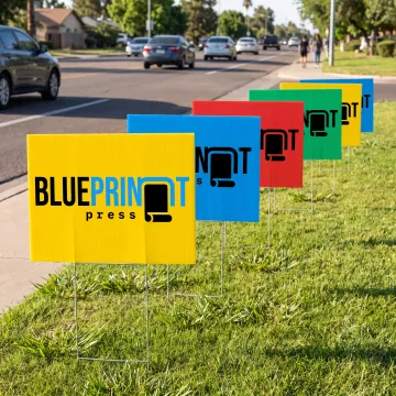 Full-color corrugated plastic yard signs outdoors