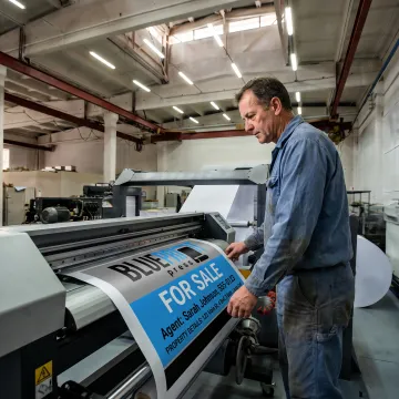 Printing a large real estate sign with vibrant branding