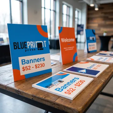 Vibrant custom cardstock signs displayed at an event