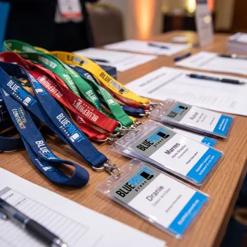 Custom branded lanyards with event badges