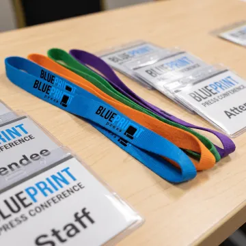 Custom branded wrist lanyards for an event