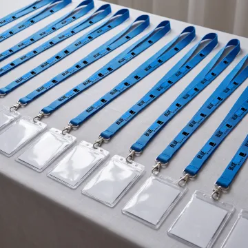 Branded lanyards prepared for an event