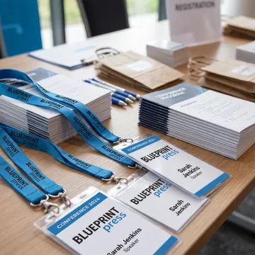 Custom branded lanyards with event badges