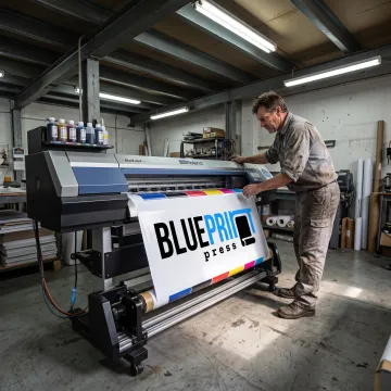 Printing a colorful vinyl banner on a wide-format printer