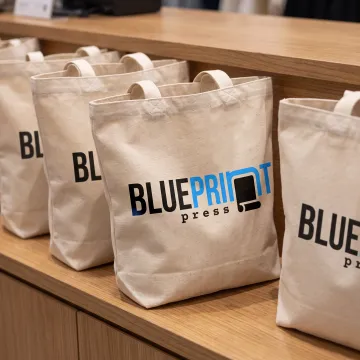 Custom branded reusable grocery totes
