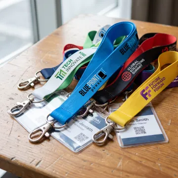 Custom branded nylon lanyards with event badges