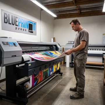 Technician preparing a custom vinyl sign