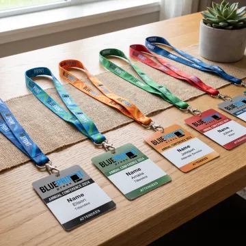 Custom branded lanyards with event badges