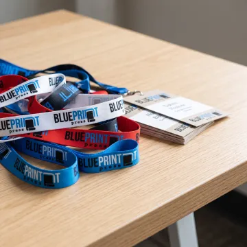 Custom branded lanyards with event badges