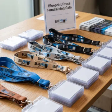 Branded lanyards prepared for an event