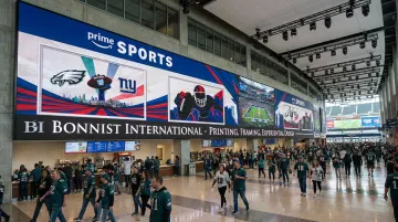 Large-format visual display installation at major sports arena or stadium concourse