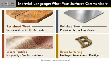 Four branded environment materials and brand story meanings comparison chart