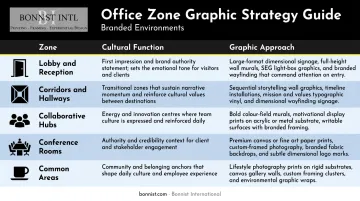 Office zone wall graphics planning guide mapping spaces to cultural function and graphic type