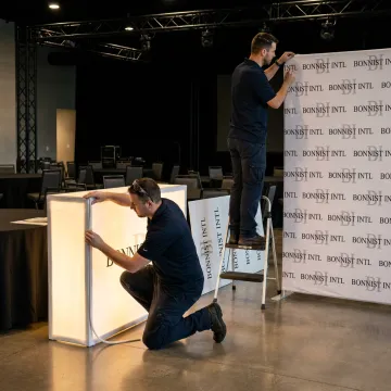 Branded event installation with custom displays