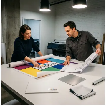Designers planning a branded activation installation