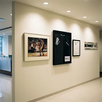 Custom framed artwork in a New Jersey corporate lobby