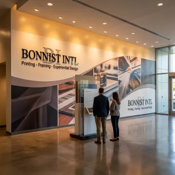 Branded interior environment with custom wall graphics