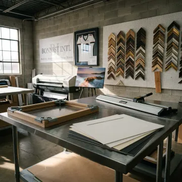 Custom framed artwork and memorabilia display