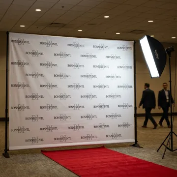 Step and repeat banner at branded event