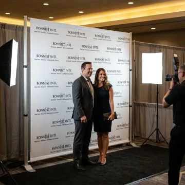 Custom step and repeat backdrop at a Dallas event