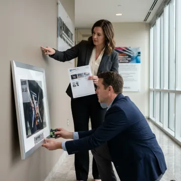 Corporate art consulting for a branded office lobby