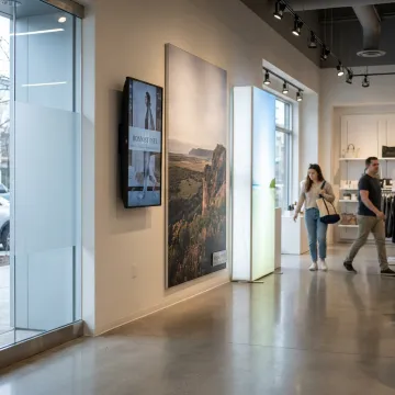 Digital retail signage in a modern store