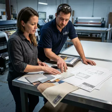Art consulting team reviewing display plans