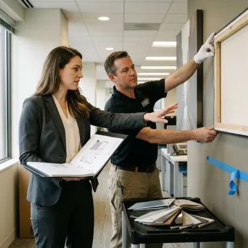Corporate art installation planning
