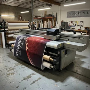 Large format printer producing branded display graphics