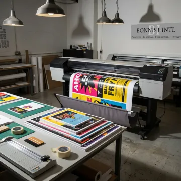 Custom posters being printed on large format equipment