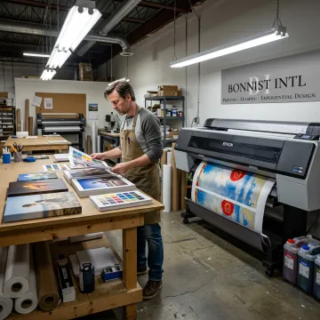 Canvas print production and proof review