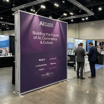 Custom tension fabric display at a branded event