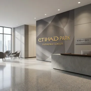 Custom commercial wallcovering in a branded office