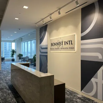 Custom lobby sign in modern reception area