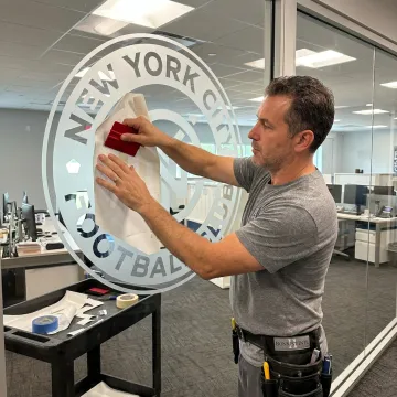 Custom vinyl wall graphics in NYC workspace