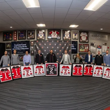 Custom framed sports memorabilia display