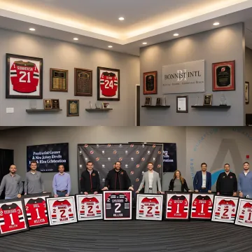 Custom framed awards and memorabilia display