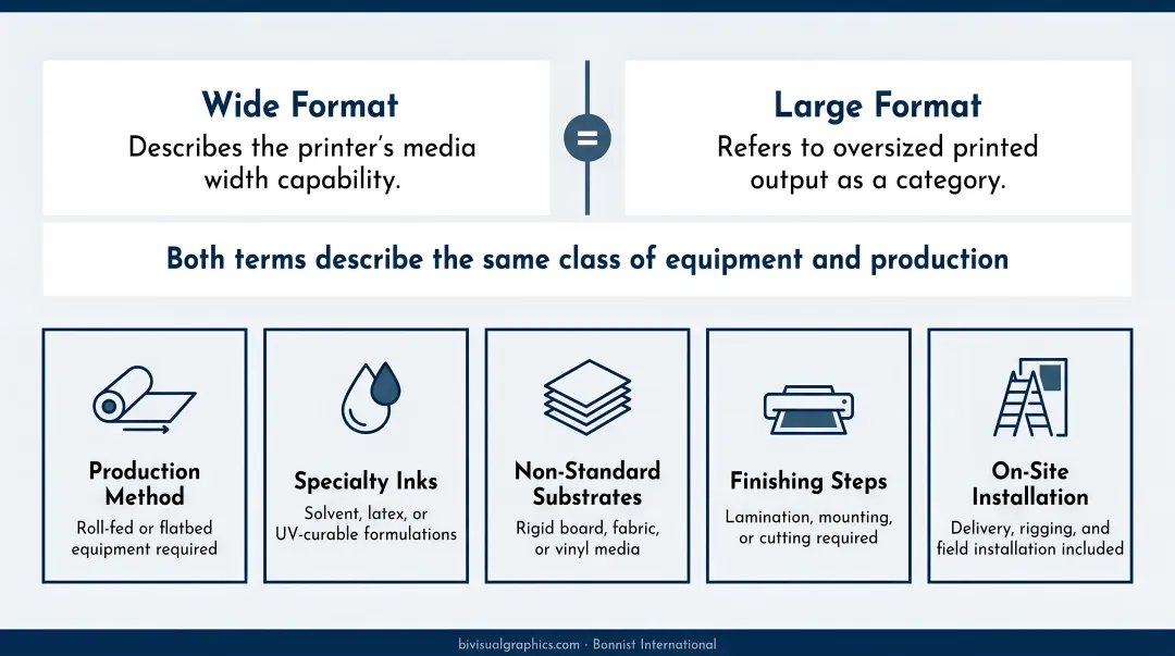 Three-tier printing format comparison chart from standard to grand format