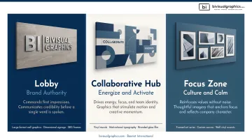 Office zone wall graphics planning guide mapping spaces to cultural function and graphic type