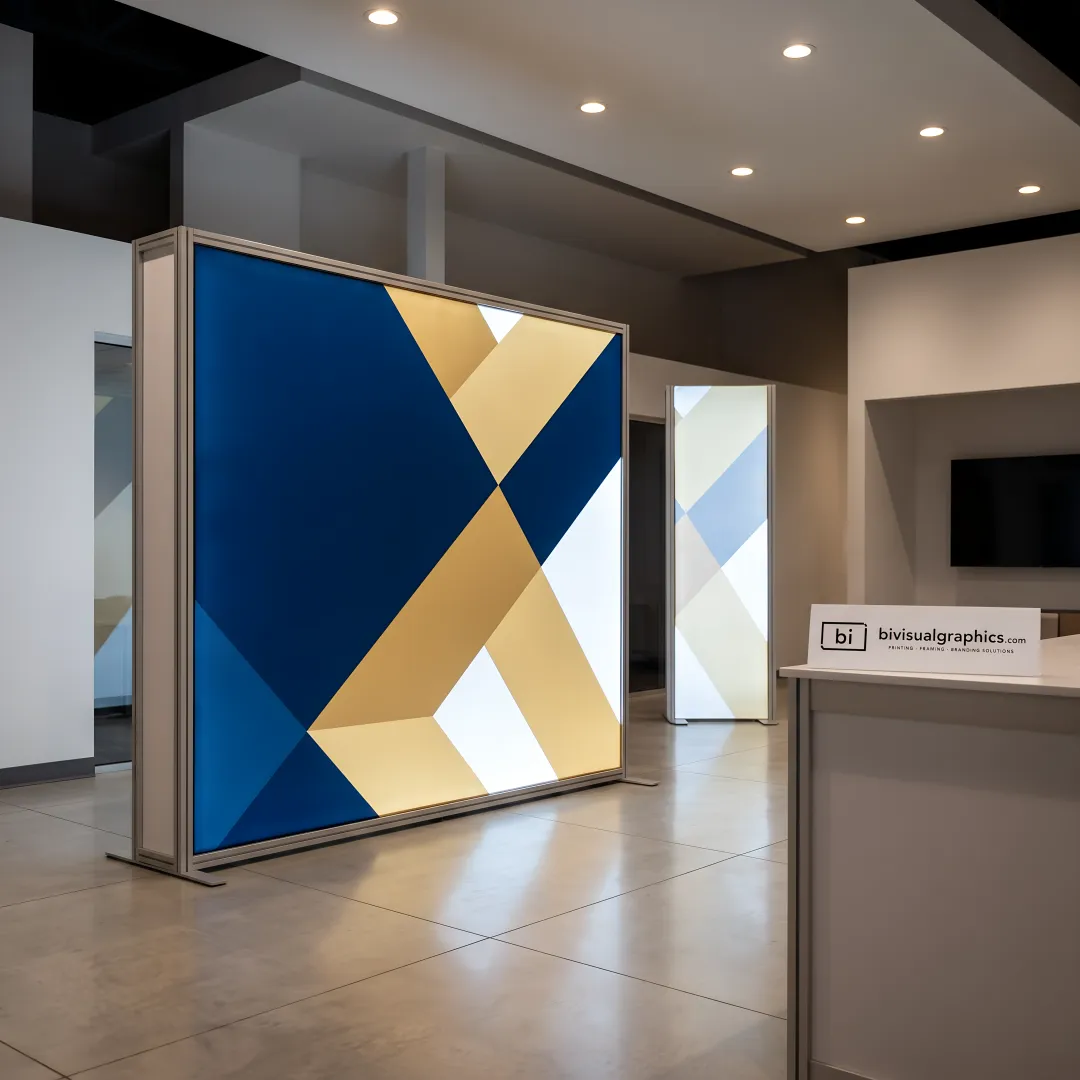 Illuminated SEG fabric display in a branded environment