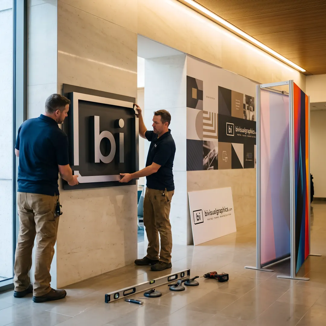 Branded environment installation in a modern lobby