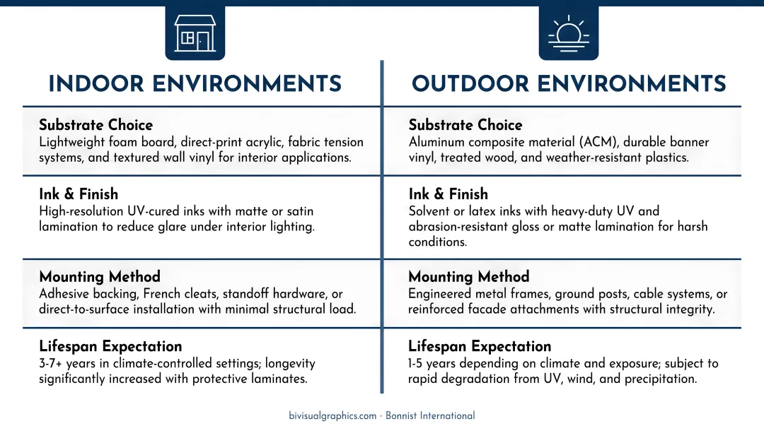 Mounted print versus canvas print environment selection decision guide comparison chart