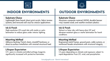 Mounted print versus canvas print environment selection decision guide comparison chart